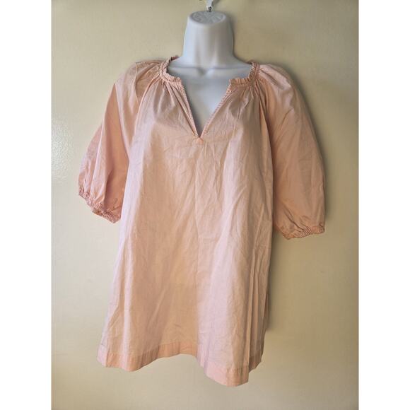 Old Navy Womens Blouse M Tall Pink Split Neck Puff Sleeve Top Blouse Romantic - Picture 1 of 7